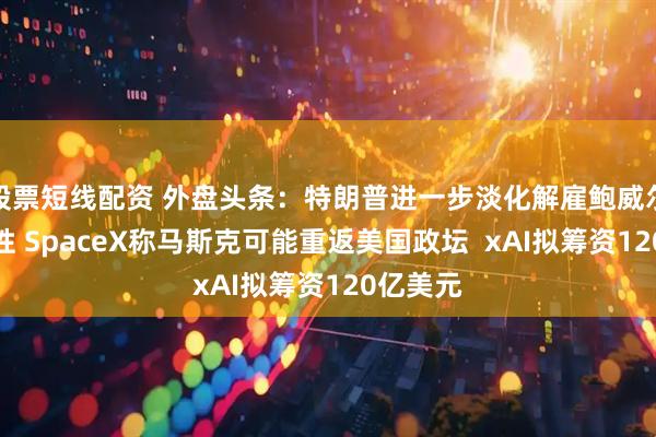 股票短线配资 外盘头条：特朗普进一步淡化解雇鲍威尔的可能性 SpaceX称马斯克可能重返美国政坛  xAI拟筹资120亿美元